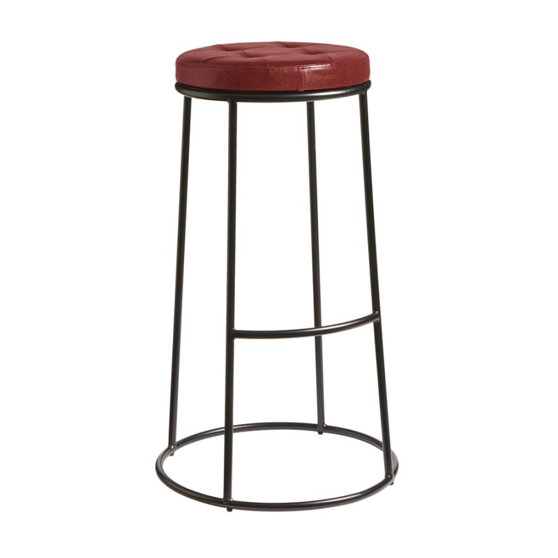 Max High Stool Black Frame Vintage Red Seat Pad ZA.7299ST