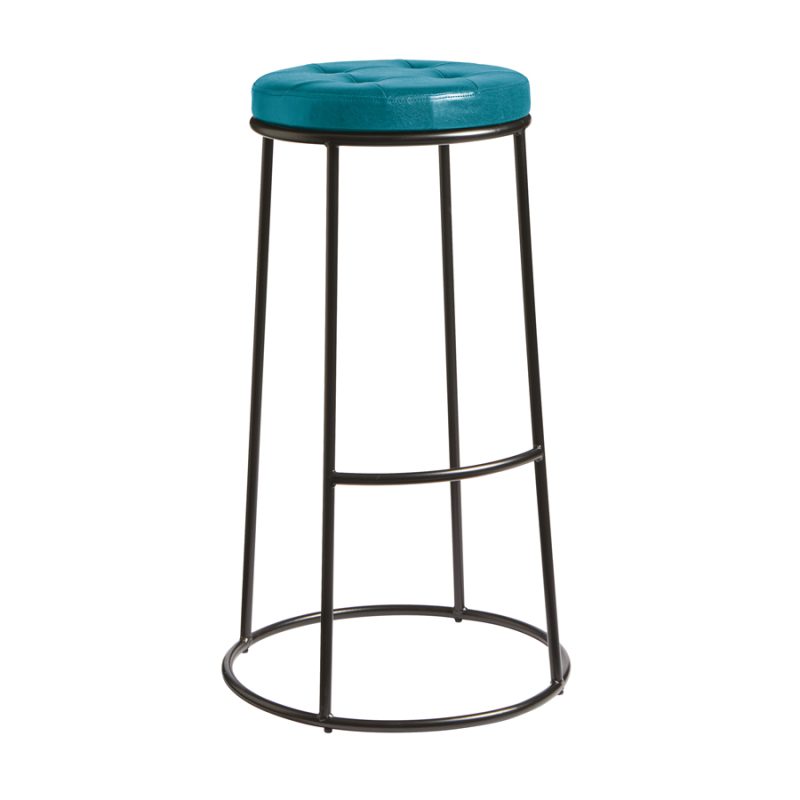 Max High Stool Black Frame Vintage Teal Seat Pad ZA.7287ST