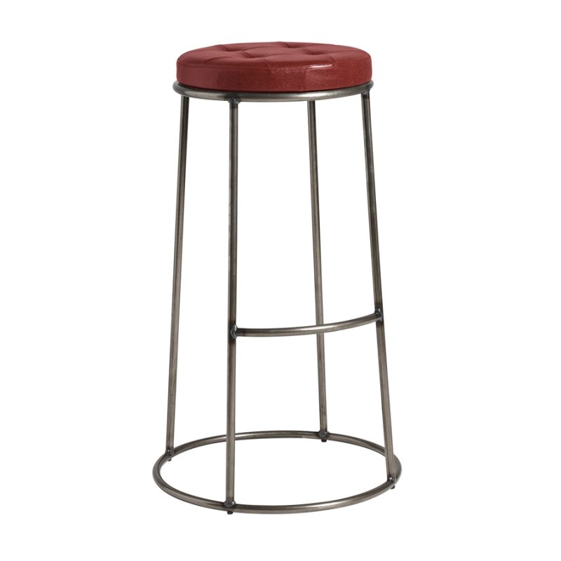 Max High Stool Clear Lacq Frame Vintage Red Seat Pad ZA.7297ST