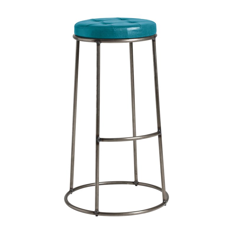 Max High Stool Clear Lacq Frame Vintage Teal Seat Pad ZA.7285ST