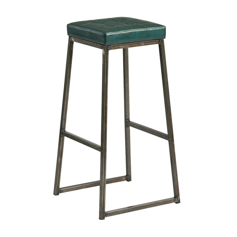 Style Bar Stool Laquered Frame Vintage Teal Seat Pad ZA.72104ST