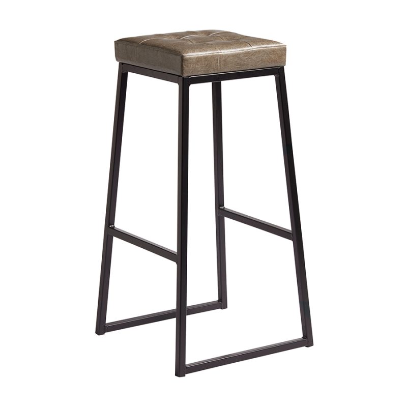 Style Bar Stool Matt Black Frame Vintage Silver Seat Pad ZA.6687ST